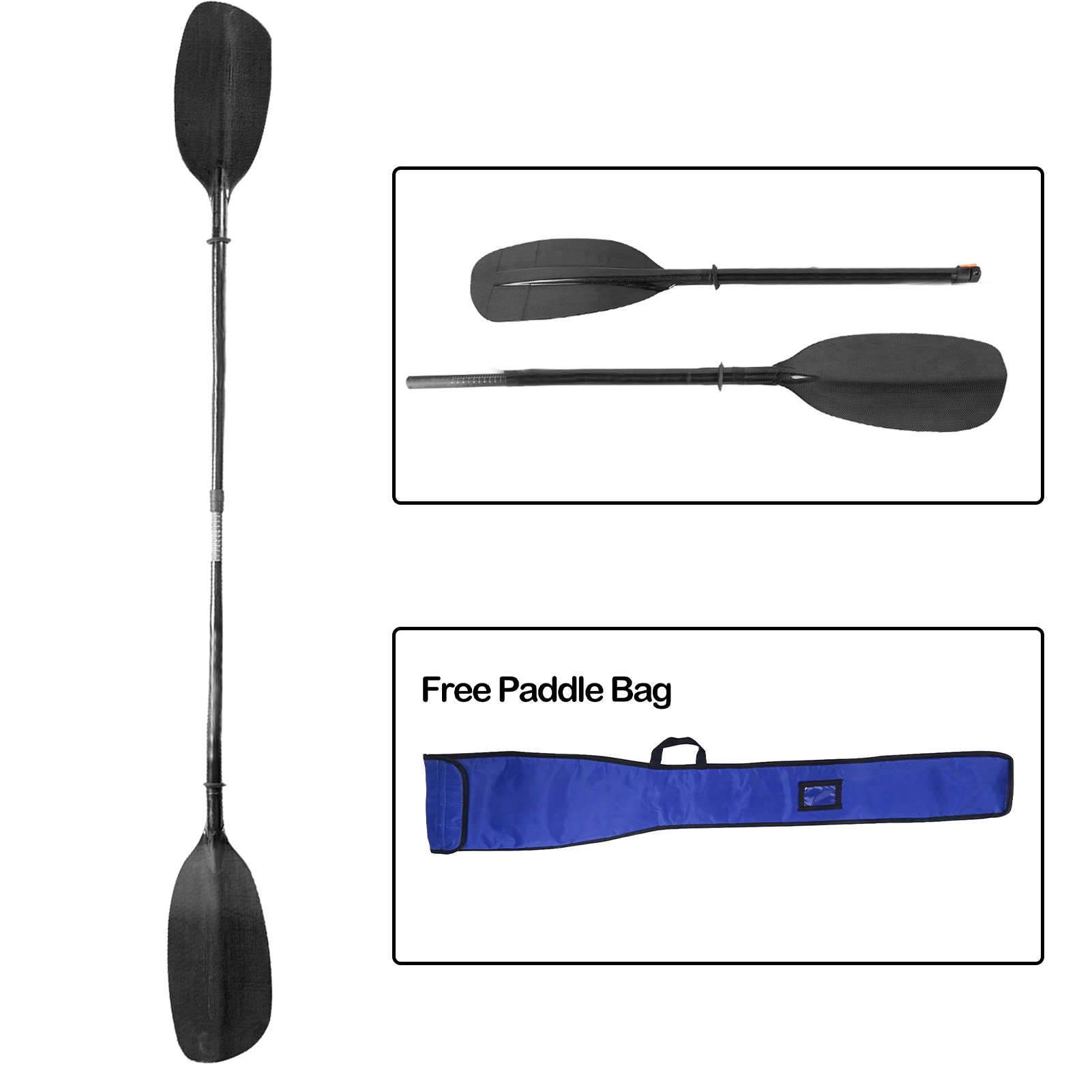 Kayak Paddle Carbon - 815g Carbon Whitewater wiosła z prostym